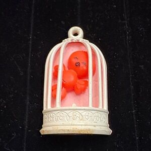 Vintage Avon Orange Bird Cage pin Brooch